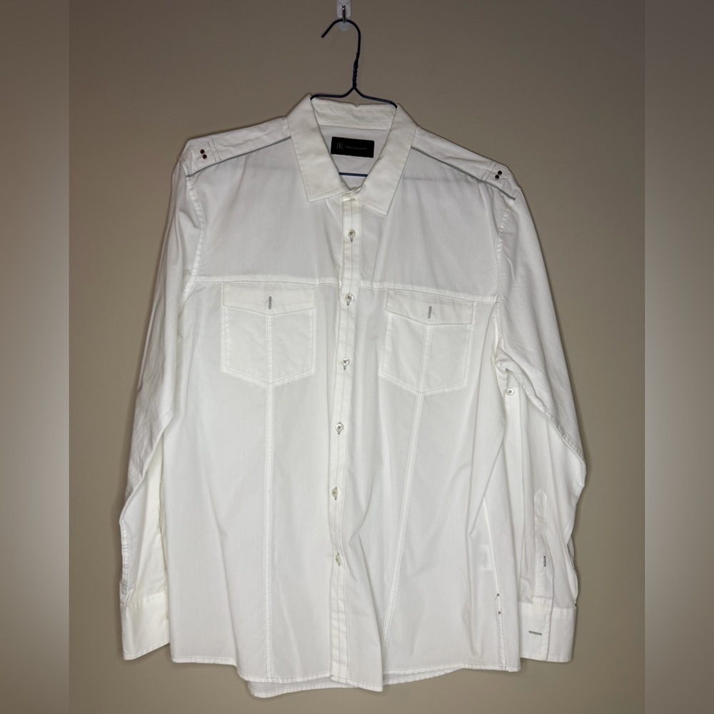 INC International Concepts Men's White Casual Button Down Shirt